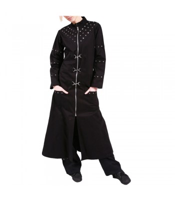 Women Gothic Long Lacing on the Back Side Zipper Coat 